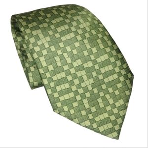 HERMES | Green Silk Geometric Woven Tie • Made in France